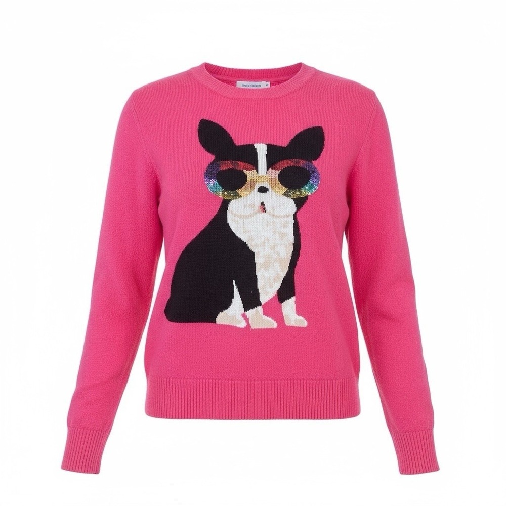 For The Republic Pink Long Sleeve Pullover Sweater Women's Size Small Frenchie